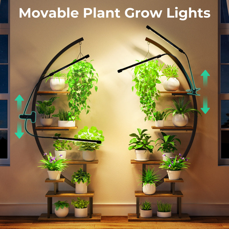 in house plant stands GREENSTELL Plant Stand with Grow Lights, Half Moon 7 Tiered Metal Plan – Greenstell