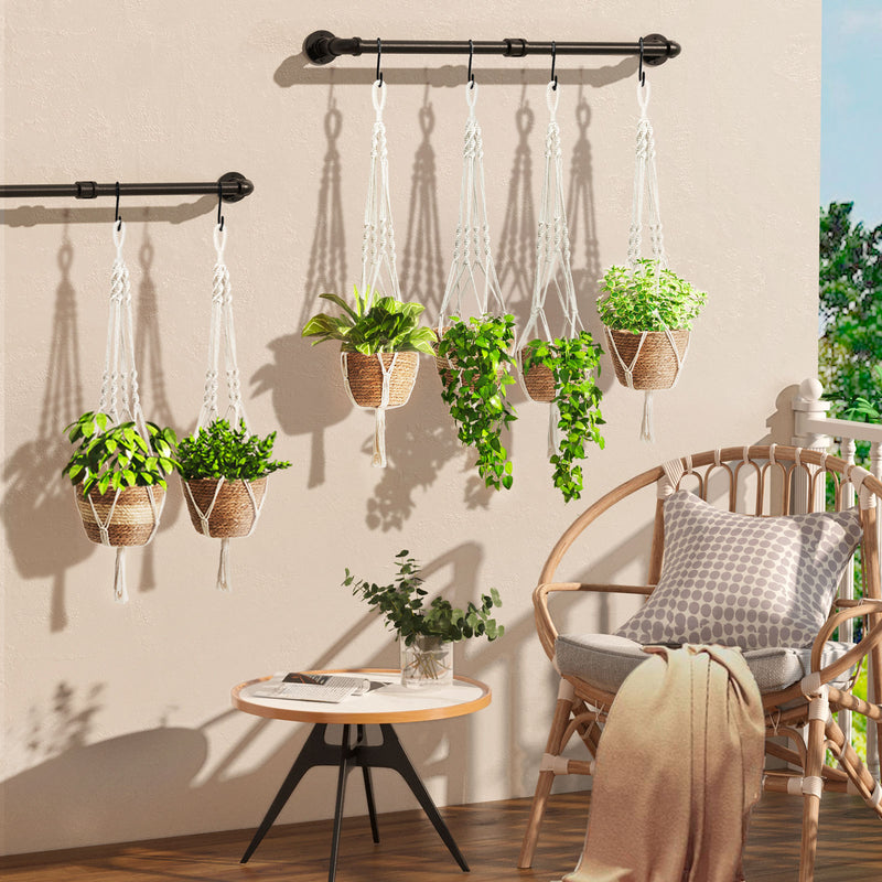 macrame plant hanger white Greenstell 3 Pcs Macrame Plant Hangers and Hand-woven Seagrass Hanging Planter White