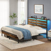 Greenstell Platform Bed Frame with Storage Headboard, LED Lights & USB Charging Station, Metal Bed Frame