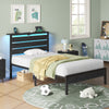 Greenstell Platform Bed Frame with Storage Headboard, LED Lights & USB Charging Station, Metal Bed Frame