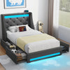 Greenstell Smart Charging Storage Bed Frame - 900lbs Capacity Noise-Free
