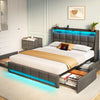 Greenstell LED Storage Bed Frame - Charging Station, App Control, 1200LBS Capacity