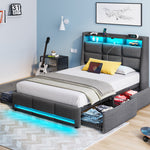 Greenstell LED Storage Bed Frame - Charging Station, App Control, 1200LBS Capacity