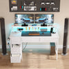 Greenstell Gaming Computer Desk with LED Lights & Outlets,Home Office Table with Storage Drawer