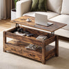 Greenstell Lift Top Coffee Table with 2 Drawers,39"Wide, Rustic Brown