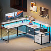 Greenstell 64" RGB L-Shaped Gaming Desk with Charging Hub & Ergonomic Stand
