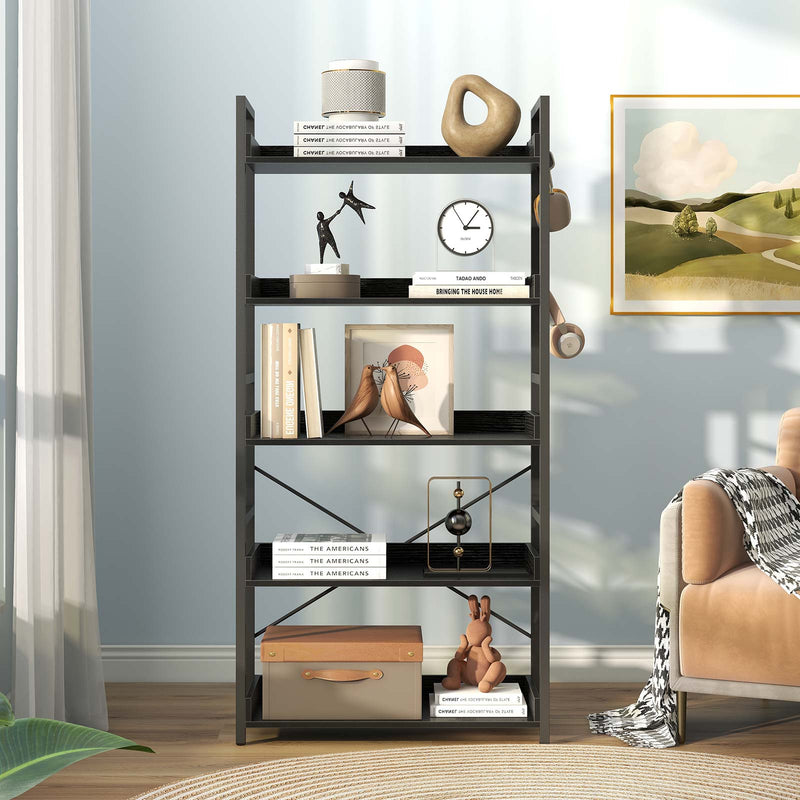 Greenstell Industrial Bookcase for Living Room, Bedroom, and Office, 24" Wide Storage Rack with Open Shelves