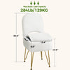 GREENSTELL Vanity Stool Chair with Storage and Folding Back, 13.4" x 15" x 30" Square Faux Fur Soft Ottoman, 4 Metal Legs with Anti-Slip Feet, Furry Padded Seat for Makeup, Bedroom, White