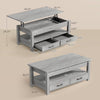 Greenstell Coffee Table, 39" Lift Top Coffee Table with Drawers and Hidden Compartment, Gray