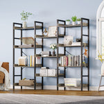 Greenstell Industrial Wide Bookcase,4-Tier Triple Storage System with 4 Hooks