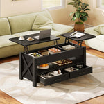 Greenstell Lift-Top Storage Coffee Table - Modern Style with 2 Drawers, Hidden Compartment & Wooden Lift Tabletop