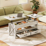 Greenstell Lift-Top Storage Coffee Table - Modern Style with 2 Drawers, Hidden Compartment & Wooden Lift Tabletop