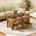Greenstell Lift-Top Storage Coffee Table - Modern Style with 2 Drawers, Hidden Compartment & Wooden Lift Tabletop