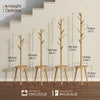 GREENSTELL Coat Rack with 8 Hooks, Wooden Coat Rack Freestanding with Shelf, Coat Tree with 4 Height Options 50.5"-72.6", Coat Hanger Stand for Bags, Clothes, Umbrellas, Hats, in Home, Natural