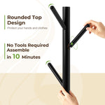 GREENSTELL Coat Rack with 8 Hooks, Wooden Coat Rack Freestanding with Shelf, Coat Tree with 4 Height Options 50.5"-72.6", Coat Hanger Stand for Bags, Clothes, Umbrellas, Hats, in Home, Black