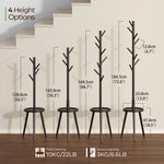 GREENSTELL Coat Rack with 8 Hooks, Wooden Coat Rack Freestanding with Shelf, Coat Tree with 4 Height Options 50.5"-72.6", Coat Hanger Stand for Bags, Clothes, Umbrellas, Hats, in Home, Black