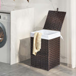 Greenstell Laundry Hamper with Lid, 90L Clothes Hamper with 2 Removable Liner Bags & 2 Mesh Laundry Bags, Handwoven Synthetic Rattan Laundry Basket for Clothes, Toys in Bathroom, Bedroom Brown