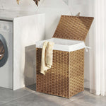GREENSTELL Laundry Hamper with Lid, 60L/90L/125L Clothes Hamper with 2 Removable Liner Bags & 2 Mesh Laundry Bags, Handwoven Synthetic Rattan Laundry Basket for Clothes, Toys in Bathroom, Bedroom