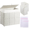 GREENSTELL Laundry Hamper with Lid, 60L/90L/125L Clothes Hamper with 2 Removable Liner Bags & 2 Mesh Laundry Bags, Handwoven Synthetic Rattan Laundry Basket for Clothes, Toys in Bathroom, Bedroom