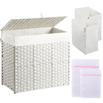 GREENSTELL Laundry Hamper with Lid, 60L/90L/125L Clothes Hamper with 2 Removable Liner Bags & 2 Mesh Laundry Bags, Handwoven Synthetic Rattan Laundry Basket for Clothes, Toys in Bathroom, Bedroom