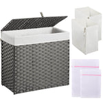 GREENSTELL Laundry Hamper with Lid, 60L/90L/125L Clothes Hamper with 2 Removable Liner Bags & 2 Mesh Laundry Bags, Handwoven Synthetic Rattan Laundry Basket for Clothes, Toys in Bathroom, Bedroom