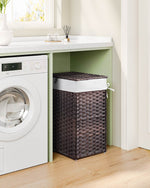 Greenstell Laundry Hamper with Lid, 60L Clothes Hamper with 2 Removable Liner Bags & 2 Mesh Laundry Bags, Handwoven Synthetic Rattan Laundry Basket for Clothes, Toys in Bathroom, Bedroom Brown