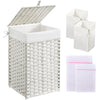 GREENSTELL Laundry Hamper with Lid, 60L/90L/125L Clothes Hamper with 2 Removable Liner Bags & 2 Mesh Laundry Bags, Handwoven Synthetic Rattan Laundry Basket for Clothes, Toys in Bathroom, Bedroom