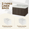 GREENSTELL Storage Basket with Lid, 42.3 Gallon(160L) Lagre Wicker Blanket Storage Basket with Handles, Foldable, 2 Removable Liner Bags, Metal Frame, for Bedroom, Laundry Room, Brown,30"*18.1"*18.1"