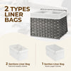 GREENSTELL Storage Basket with Lid, 9.2 Gallon(35L) Small Wicker Storage Basket with Handles, Foldable, 2 Removable Liner Bags, Metal Frame, for Bedroom, Laundry Room, Grey,15.7"*11.8"*11.8"