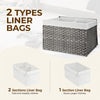 GREENSTELL Storage Basket with Lid, 42.3 Gallon(160L) Lagre Wicker Blanket Storage Basket with Handles, Foldable, 2 Removable Liner Bags, Metal Frame, for Bedroom, Laundry Room, Grey,30"*18.1"*18.1"