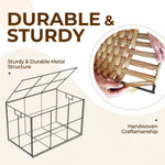 GREENSTELL Storage Basket with Lid, 42.3 Gallon(160L) Lagre Wicker Blanket Storage Basket with Handles, Foldable, 2 Removable Liner Bags, Metal Frame, for Bedroom, Laundry Room, Natural, 30"*18.1"*18.1"