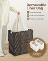 Greenstell Laundry Hamper with lid, No Install Needed, 110L Wicker Laundry Baskets Foldable 2 Removable Liner Bags, 2 Section Clothes Hamper Handwoven Rattan Laundry Basket with Handle, Black