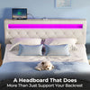 GREENSTELL Headboard for Full Size Bed with 60,000 DIY Color of LED Light, USB & Type C Post, Attach Frame, Height Adjustable, White Leather Wall Mounted Head Boards Only, Sturdy & Stable, Full