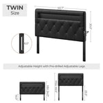 GREENSTELL Headboard for Twin Size Bed with 60,000 DIY Color of LED Light, USB & Type C Post, Attach Frame, Height Adjustable, Black Wall Mounted Head Boards Only, Sturdy & Stable, Comfortable, Twin