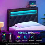 GREENSTELL Headboard for Twin Size Bed with 60,000 DIY Color of LED Light, USB & Type C Post, Attach Frame, Height Adjustable, Black Wall Mounted Head Boards Only, Sturdy & Stable, Comfortable, Twin
