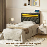 GREENSTELL Headboard for Twin Size Bed with 60,000 DIY Color of LED Light, USB & Type C Post, Attach Frame, Height Adjustable, Black Wall Mounted Head Boards Only, Sturdy & Stable, Comfortable, Twin