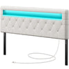 GREENSTELL Headboard with 60,000 DIY Color of LED Light, USB & Type C Post, Attach Frame, Height Adjustable, Wall Mounted Head Boards Only, Sturdy & Stable