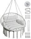 Greenstell Hammock Chair, Macrame Swing Chair with Comfy Cushion, Boho Hanging Chair for Outdoor & Indoor, Perfect for Bedroom, Patio, Balcony, Hold up to 330Lbs, 350lbs