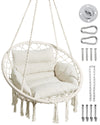 Greenstell Hammock Chair, Macrame Swing Chair with Comfy Cushion, Boho Hanging Chair for Outdoor & Indoor, Perfect for Bedroom, Patio, Balcony, Hold up to 330Lbs, 350lbs