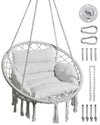 Greenstell Hammock Chair, Macrame Swing Chair with Comfy Cushion, Boho Hanging Chair for Outdoor & Indoor, Perfect for Bedroom, Patio, Balcony, Hold up to 330Lbs, 350lbs