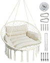 Greenstell Hammock Chair, Macrame Swing Chair with Comfy Cushion, Boho Hanging Chair for Outdoor & Indoor, Perfect for Bedroom, Patio, Balcony, Hold up to 330Lbs, 350lbs