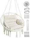 Greenstell Hammock Chair, Macrame Swing Chair with Comfy Cushion, Boho Hanging Chair for Outdoor & Indoor, Perfect for Bedroom, Patio, Balcony, Hold up to 330Lbs, 350lbs