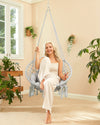 Greenstell Hammock Chair, Macrame Swing Chair with Comfy Cushion, Boho Hanging Chair for Outdoor & Indoor, Perfect for Bedroom, Patio, Balcony, Hold up to 330Lbs, Grey