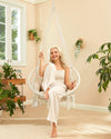 Greenstell Hammock Chair, Macrame Swing Chair with Comfy Cushion, Boho Hanging Chair for Outdoor & Indoor, Perfect for Bedroom, Patio, Balcony, Hold up to 330Lbs, 350lbs