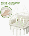 Greenstell Hammock Chair, Macrame Swing Chair with Comfy Cushion, Boho Hanging Chair for Outdoor & Indoor, Perfect for Bedroom, Patio, Balcony, Hold up to 350Lbs, White