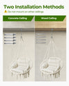 Greenstell Hammock Chair, Macrame Swing Chair with Comfy Cushion, Boho Hanging Chair for Outdoor & Indoor, Perfect for Bedroom, Patio, Balcony, Hold up to 330Lbs, 350lbs