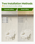 Greenstell Hammock Chair, Macrame Swing Chair with Comfy Cushion, Boho Hanging Chair for Outdoor & Indoor, Perfect for Bedroom, Patio, Balcony, Hold up to 330Lbs, 350lbs