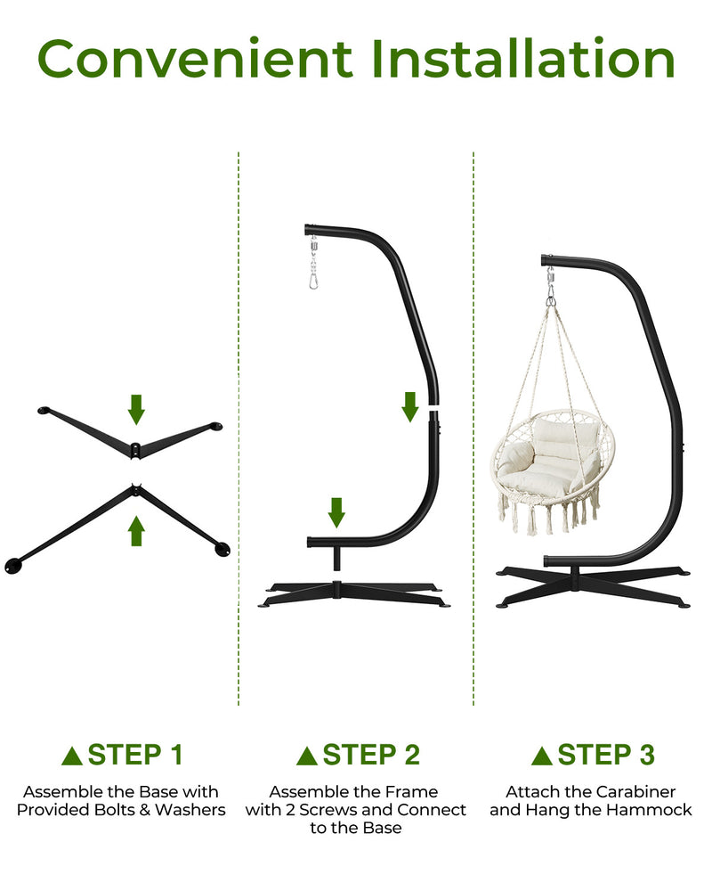 GREENSTELL Hammock Swing Stand, Hanging C-Stand with Buckle and Spring Hook, for Indoor, Outdoor, Sturdy Hanging Stand Max Load 330lbs