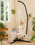 GREENSTELL Hammock Swing Stand, Hanging C-Stand with Buckle and Spring Hook, for Indoor, Outdoor, Sturdy Hanging Stand Max Load 330lbs