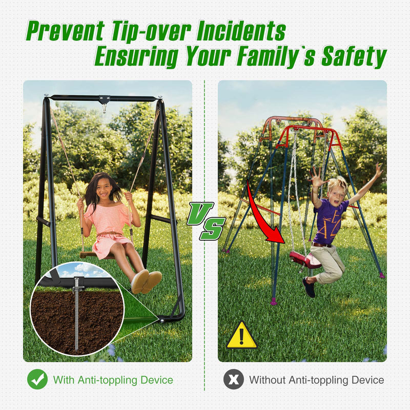 GREENSTELL Hammock Chair Stand, Swing Stand with 3 Hooks Fit for Most Hanging Chairs, Ground Nails for Outdoor and Rubber Clamps for Indoor, Hanging Stand Only Max Load 500lbs, Swing Chair not Include
